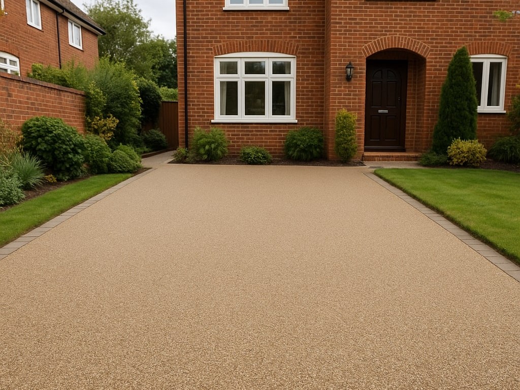 Traditional Red Brick House and Driveway
